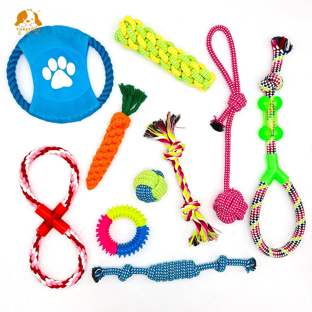 Dog Toy Teeth Chew Carrot Knot Rope Ball Braided Cotton Rope Interactive Toys Training Durable Bite Resistant Puppy Pet Supplies