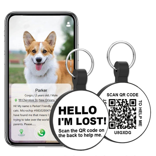 Silent Silicone QR Code Pet ID Tags Dog Tags - Pet Online Profile - Scan QR Receive Instant Pet Location Alert Email for Collar