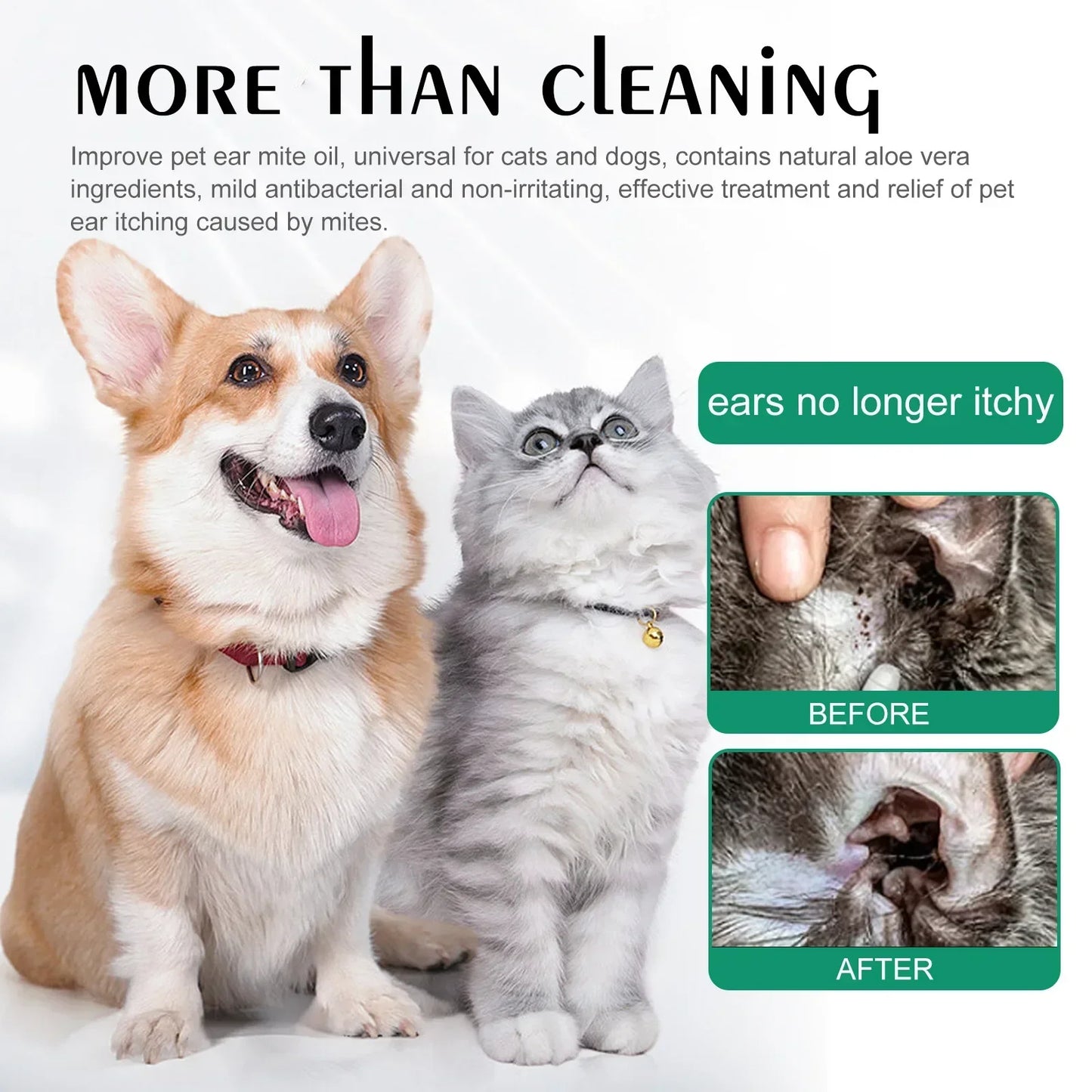 YEGBONG Universal Ear Mite Treatment and Cleansing Wash for Cats and Dogs - Anti-Itching Ear Drops