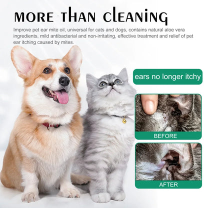 YEGBONG Universal Ear Mite Treatment and Cleansing Wash for Cats and Dogs - Anti-Itching Ear Drops