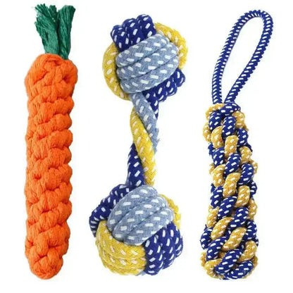 Dog Toy Teeth Chew Carrot Knot Rope Ball Braided Cotton Rope Interactive Toys Training Durable Bite Resistant Puppy Pet Supplies