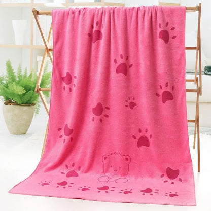 Soft Cartoon Pet Dog Cat Superfine Fiber Bath Towel Fast Dry Puppy Absorbent Hair Washcloth Super Large Supplies Multi-Function