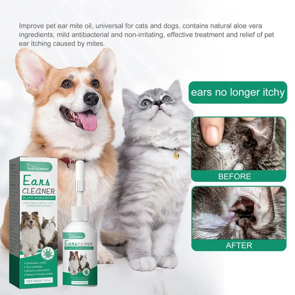 Pet Ear Drops Effective Pet Ear Cleaner for Cats Dogs Removes Ear Mites Yeast Improves Hearing Easy to Use for Pet for Pets