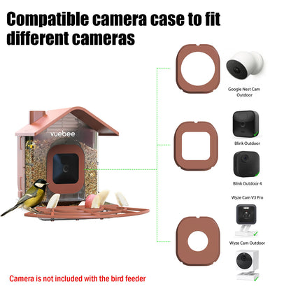 Bird Feeder with 4 Camera Cases Rechargeable Solar Panels Outdoor Bird Feeder