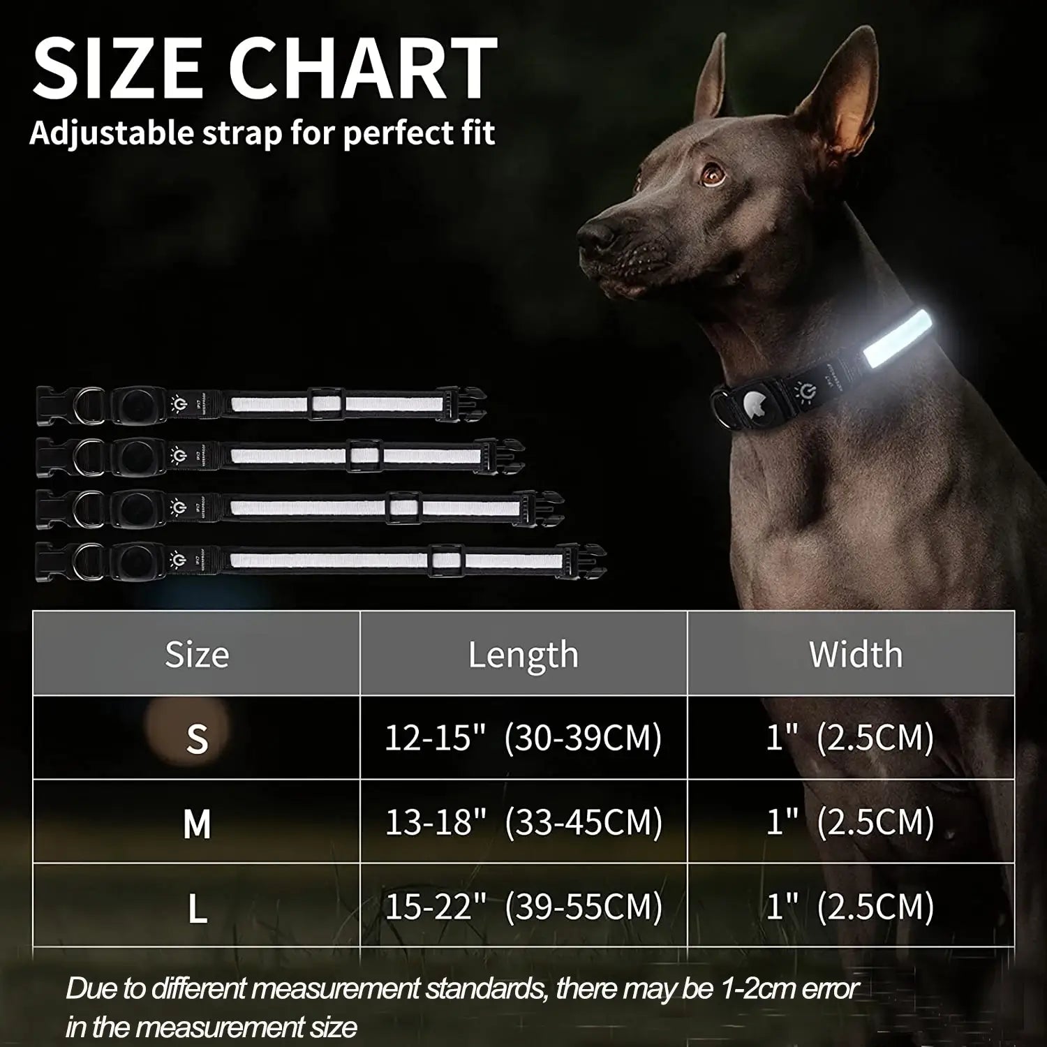 Collar para perro con luz LED y buscador GPS para Apple Airtag, resistente al agua, recargable por USB, luminoso, para Apple Air Tag