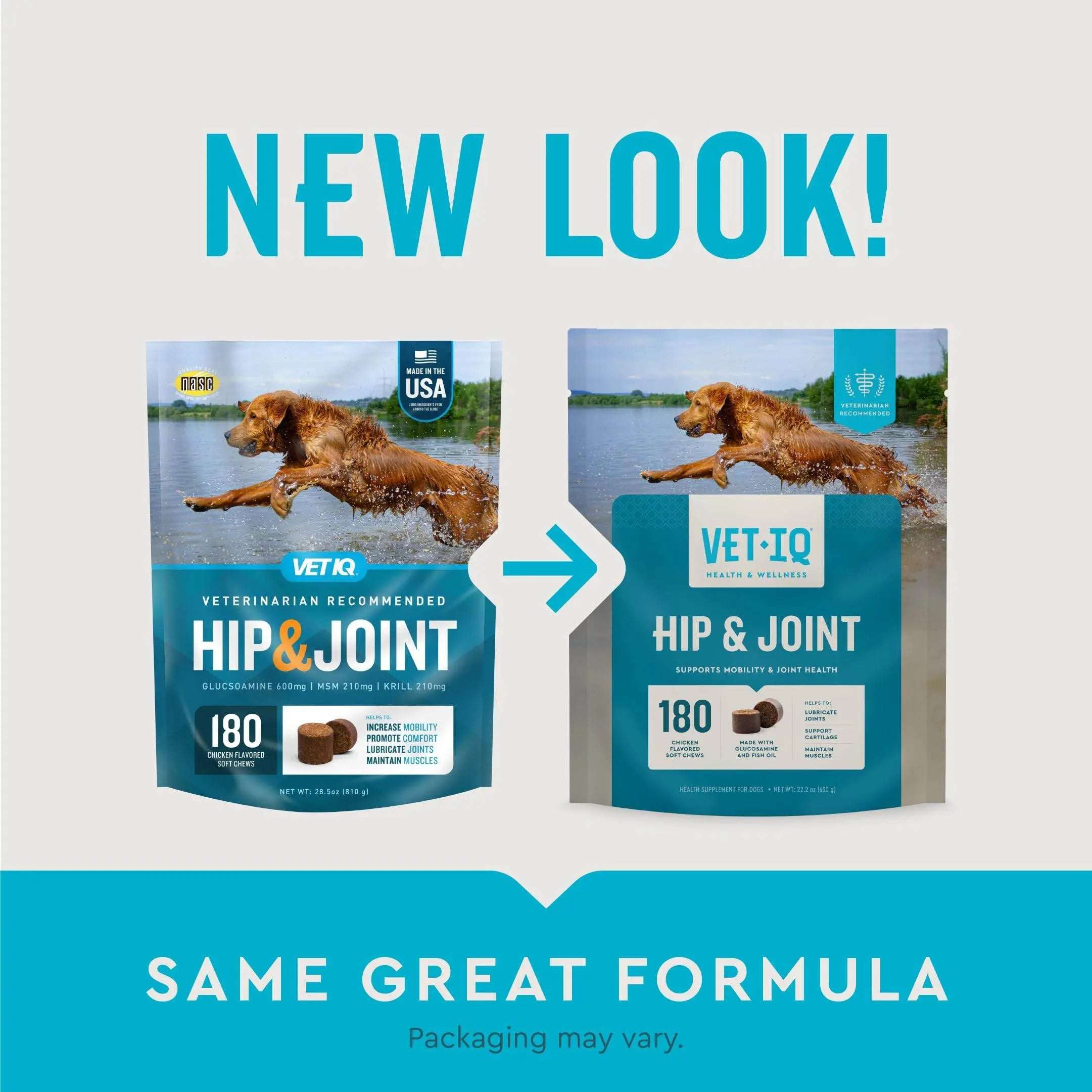 VetIQ Glucosamine Hip & Joint Supplement for Dogs, 180 Soft Chews, Dog Joint Support Supplement with MSM and Krill, Dog Health Supplies Large & Small Breed, Chicken Flavored Chewables Pet palace shop