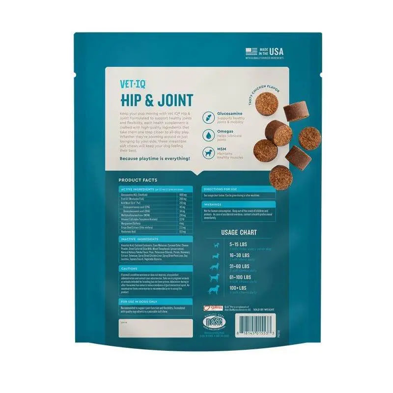 VetIQ Glucosamine Hip & Joint Supplement for Dogs, 180 Soft Chews, Dog Joint Support Supplement with MSM and Krill, Dog Health Supplies Large & Small Breed, Chicken Flavored Chewables Pet palace shop
