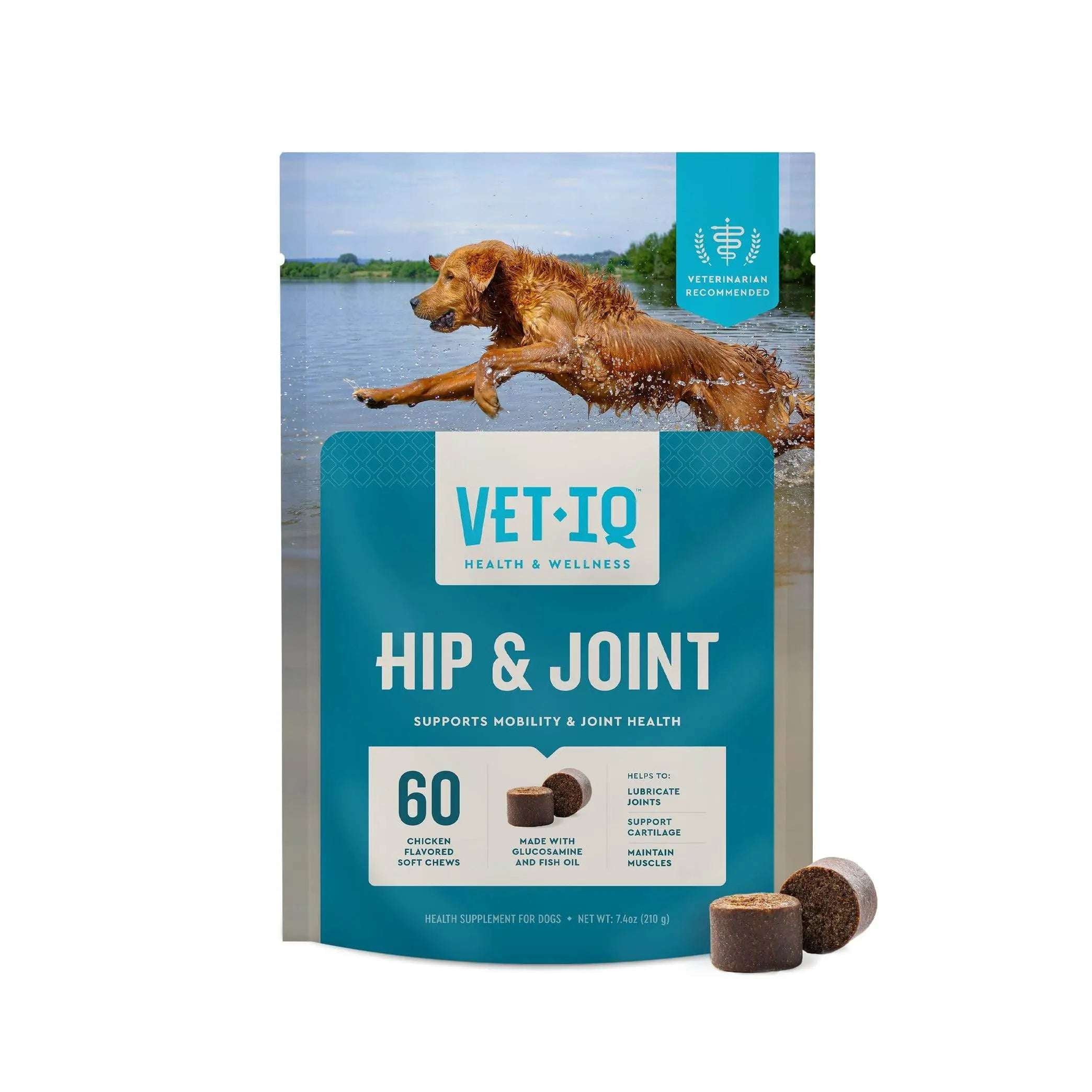 VetIQ Glucosamine Hip & Joint Supplement for Dogs, 180 Soft Chews, Dog Joint Support Supplement with MSM and Krill, Dog Health Supplies Large & Small Breed, Chicken Flavored Chewables Pet palace shop