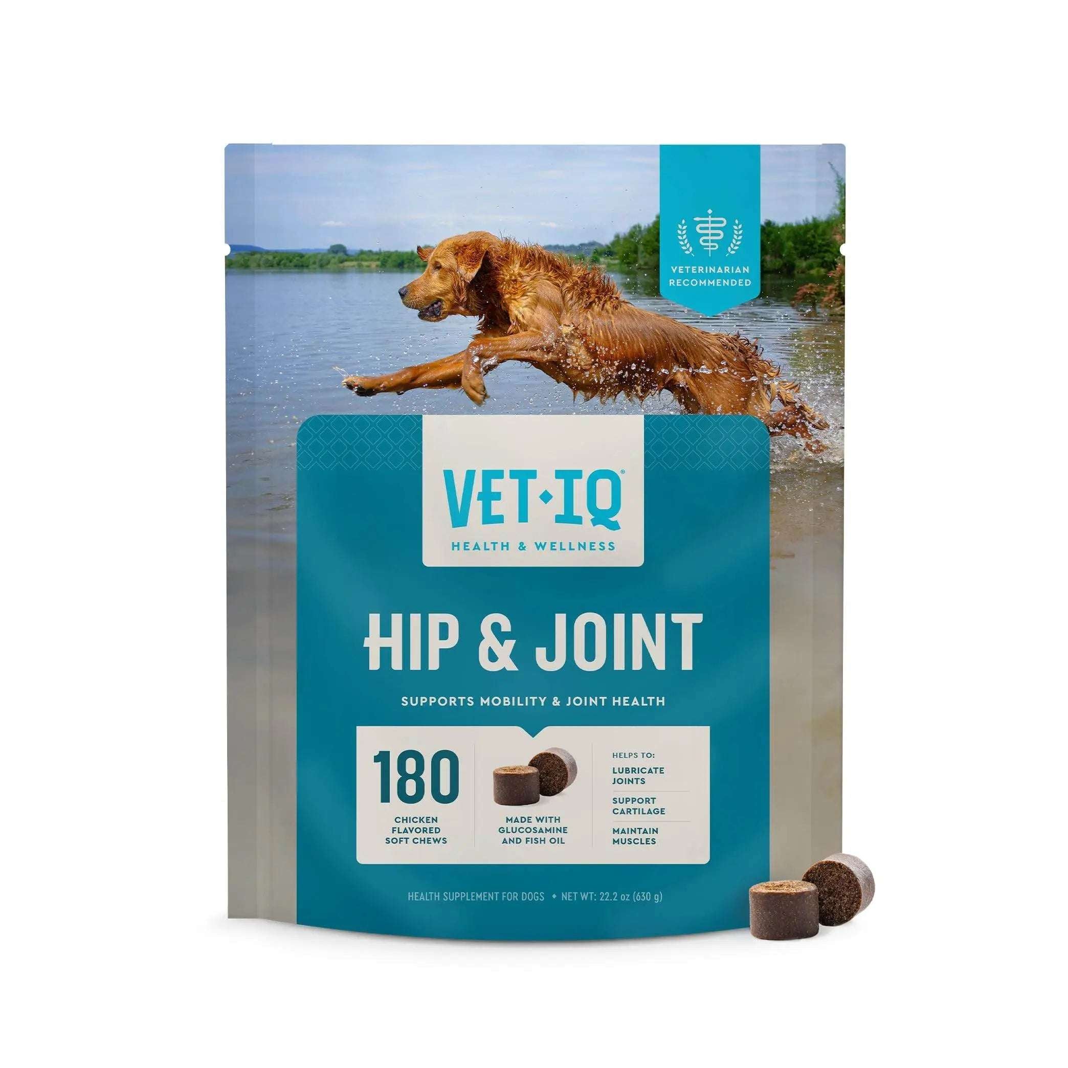 VetIQ Glucosamine Hip & Joint Supplement for Dogs, 180 Soft Chews, Dog Joint Support Supplement with MSM and Krill, Dog Health Supplies Large & Small Breed, Chicken Flavored Chewables Pet palace shop