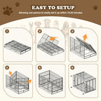 Indestructible Dog Crate with Removable Tray - 37/42/46 Inch Heavy Duty Steel Kennel