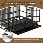 Indestructible Dog Crate with Removable Tray - 37/42/46 Inch Heavy Duty Steel Kennel
